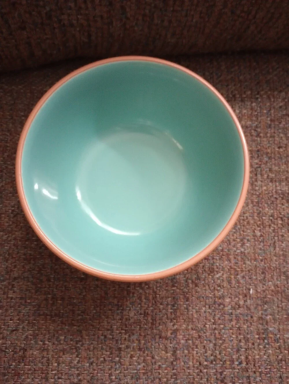 Bobby Flay Turquoise With Tan Rim Stoneware Soup/Cereal Bowls- Set of 4